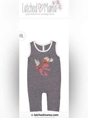 Latched Mama Gray Knit Sleeveless Romper with Coral Mermaid